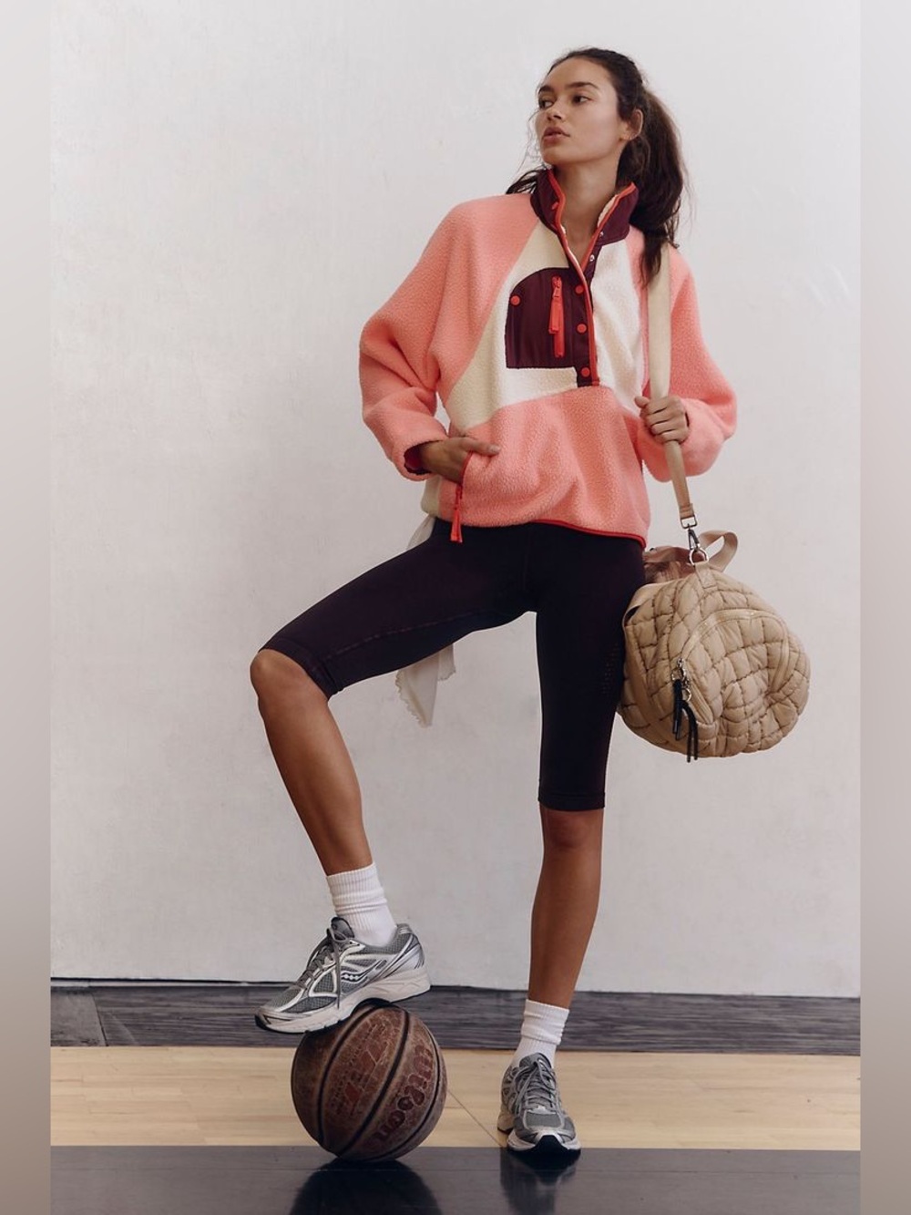 NWT FREE PEOPLE MOVEMENT Hit The Slopes Colorblock Fleece Pullover | Fruit Punch